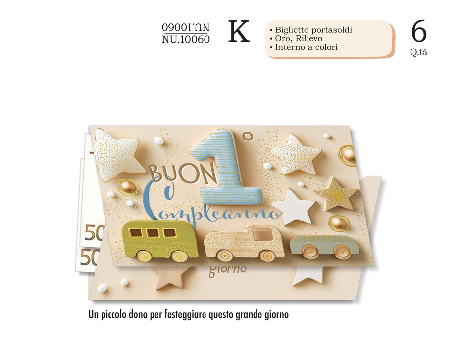 CROMO BIGLIETTI NUMERO 1 AZZURRO PORTASOLDI NU.10060- Conf da 1