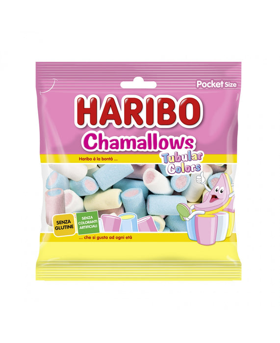 HARIBO CARAMELLA GOMMOSA BUSTA 50GR CHAMALLOWS TUBULAR COLORS- Conf. da 1