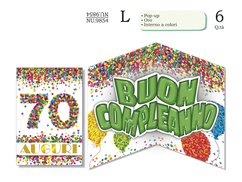 CROMO BIGLIETTI 70 ANNI POP UP NU.9854- Conf da 1