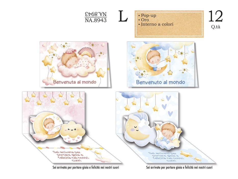 CROMO BIGLIETTI NASCITA POP UP NA.8943- Conf da 12