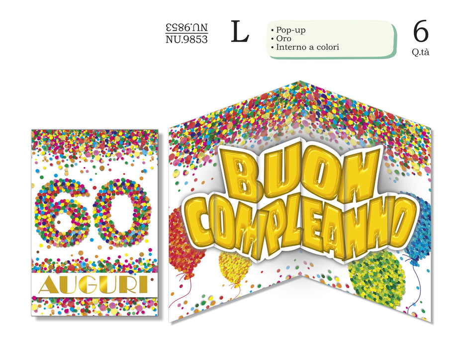 CROMO BIGLIETTI 60 ANNI POP UP NU.9853- Conf da 1