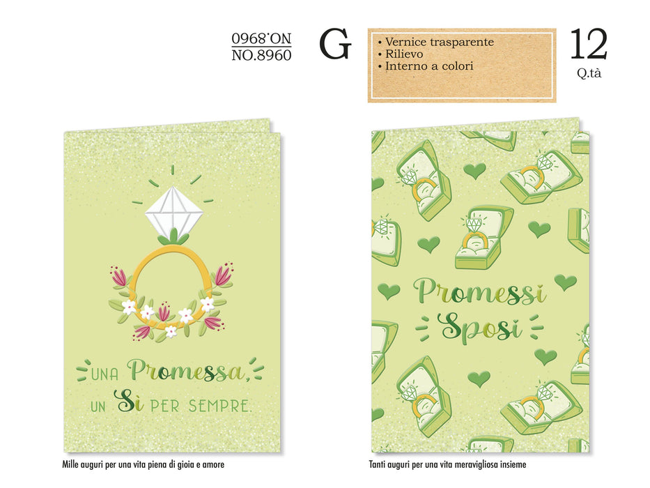 CROMO BIGLIETTI PROMESSA DI MATRIMONIO NO.8960 - Conf da 12
