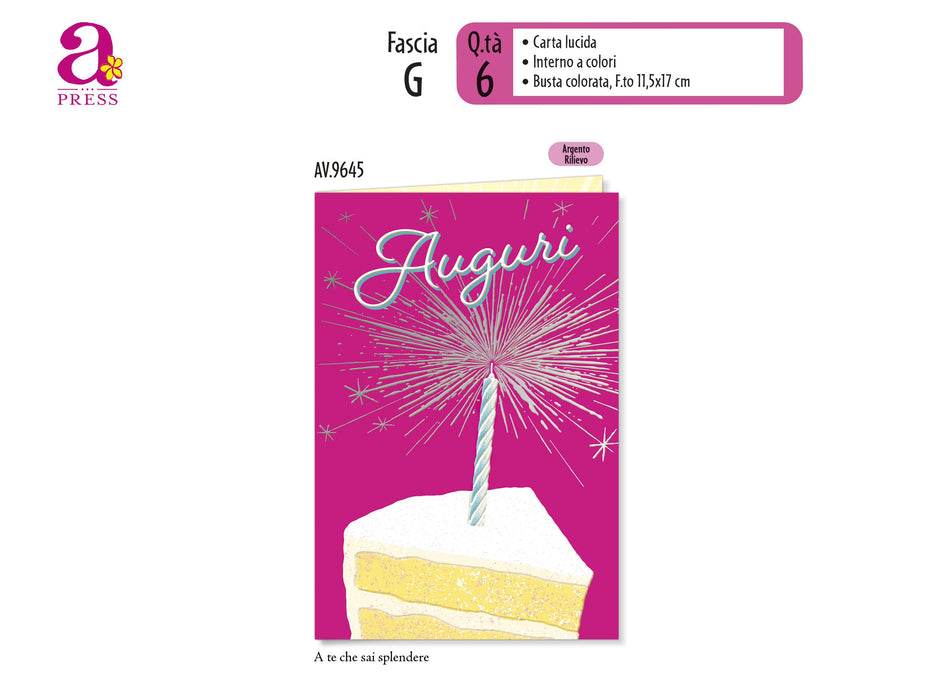 CROMO BIGLIETTI COMPLEANNO AVANTI PRESS AV.9645 - Conf da 6