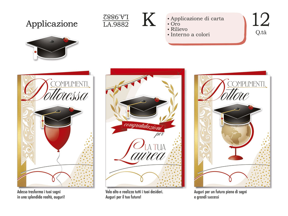 CROMO BIGLIETTI LAUREA LA.9882- Conf da 12