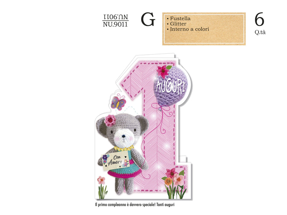 CROMO BIGLIETTI NUMERO 1 BAMBINA NU.9011 - Conf da 1