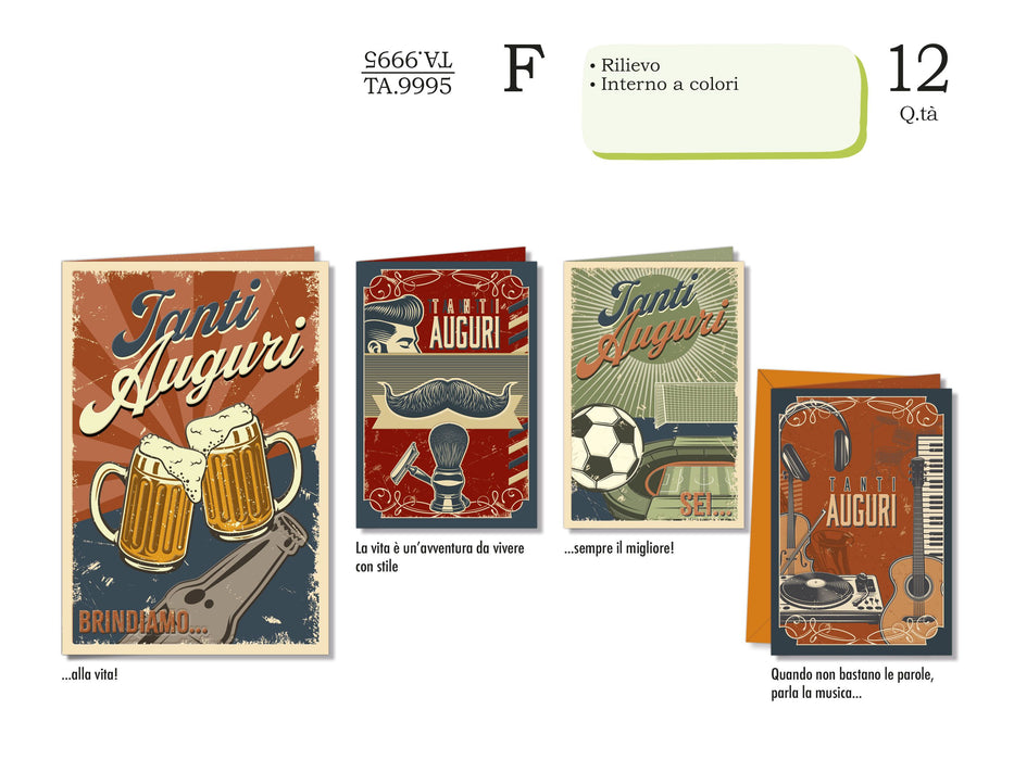 CROMO BIGLIETTI AUGURI MASCHILE TA.9995- Conf da 12