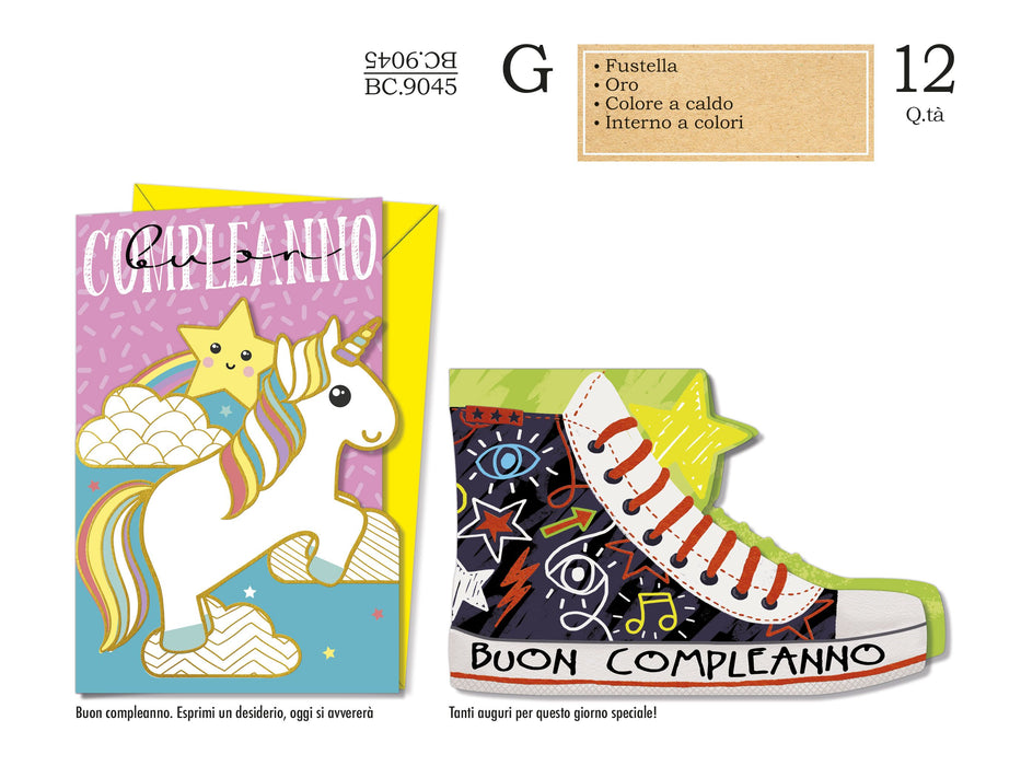 CROMO BIGLIETTI COMPLEANNO BAMBINI BC.9045 - Conf da 12