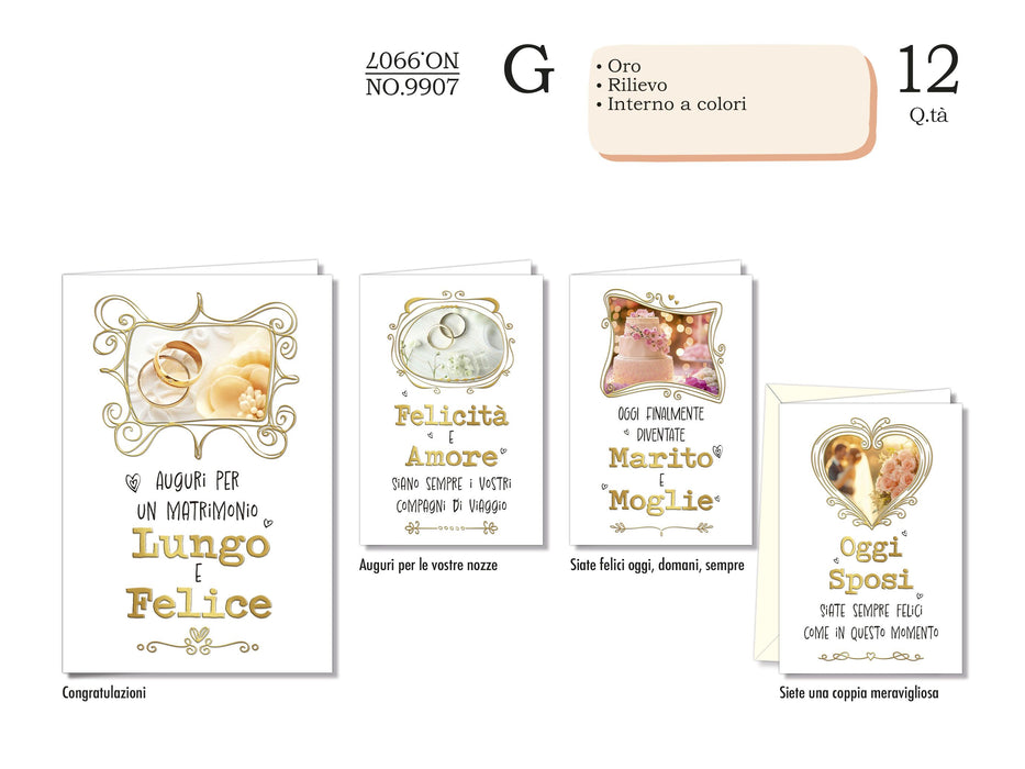 CROMO BIGLIETTI NOZZE NO.9907- Conf da 12
