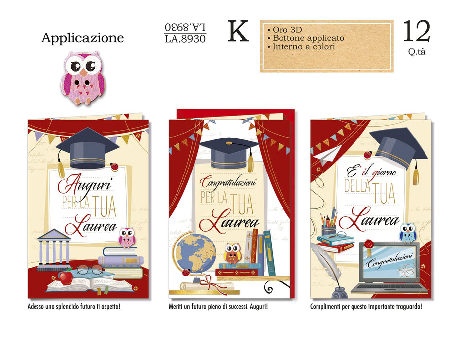 CROMO BIGLIETTI LAUREA APPLICAZIONE LA.8930 - Conf da 12