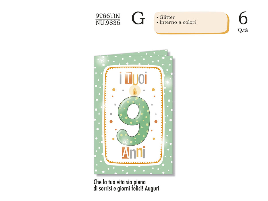 CROMO BIGLIETTI NUMERI BAMBINI POIS 9 NU.9836- Conf da 1