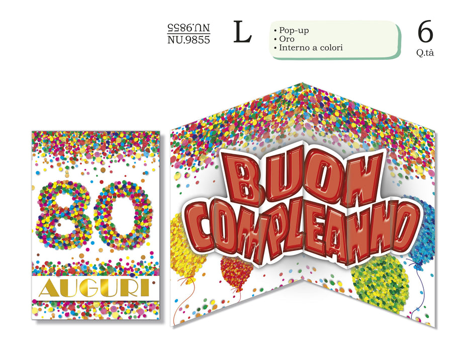 CROMO BIGLIETTI 80 ANNI POP UP NU.9855- Conf da 1