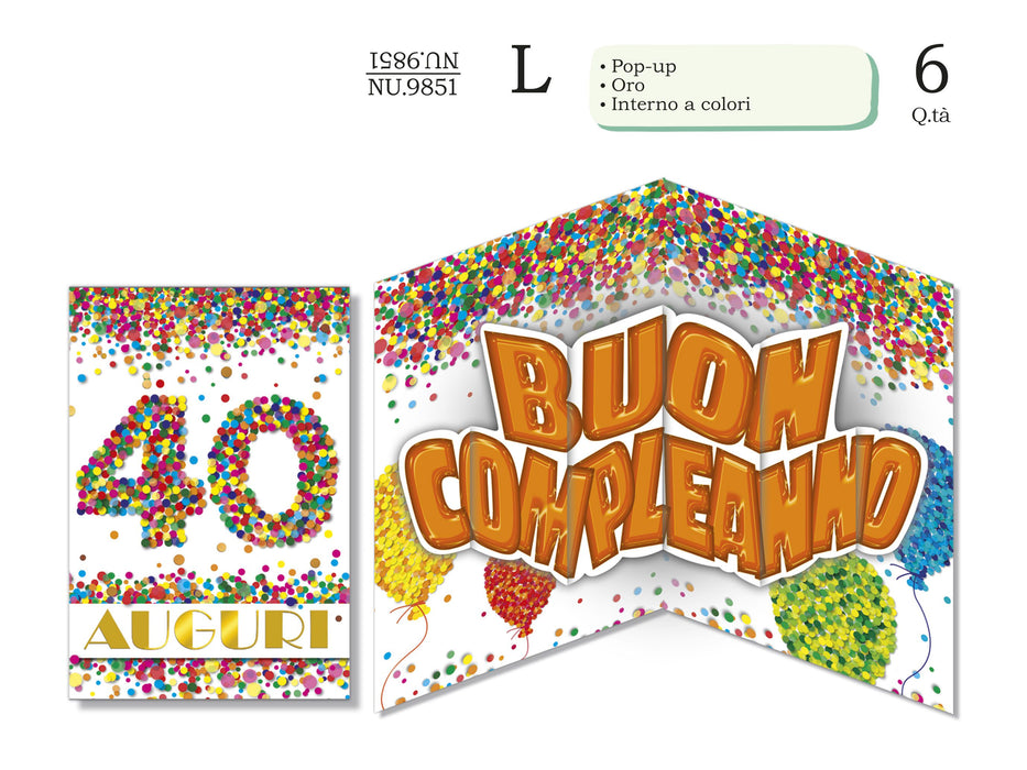 CROMO BIGLIETTI 40 ANNI POP UP NU.9851- Conf da 1