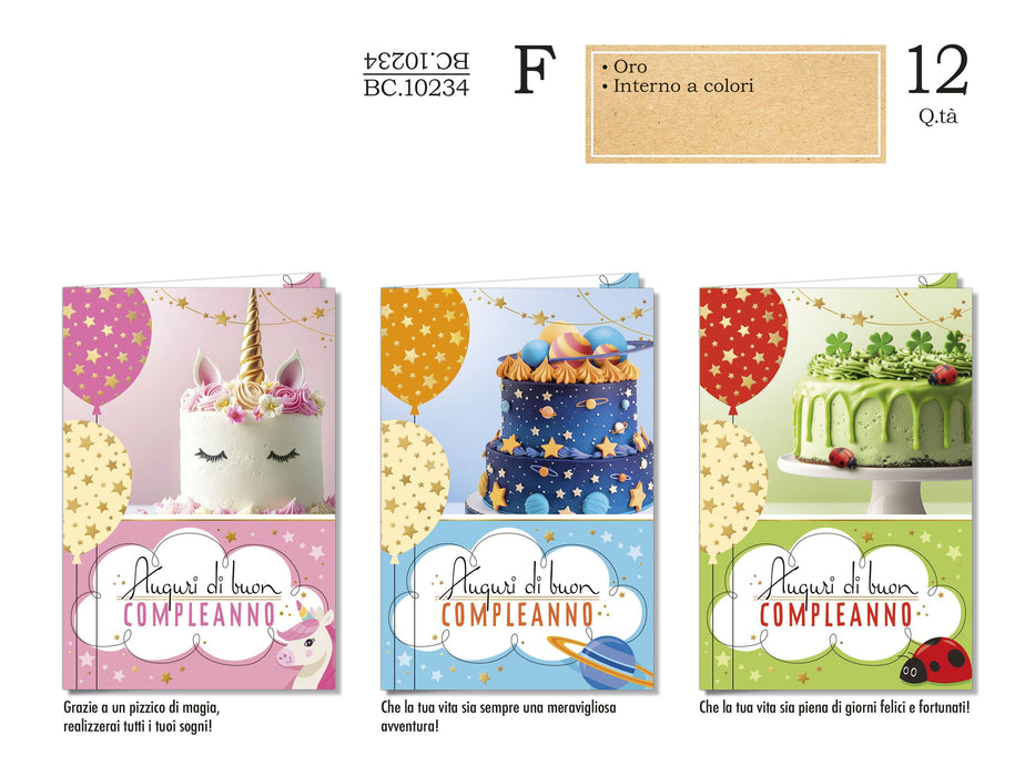 CROMO BIGLIETTI COMPLEANNO BAMBINI BC.10234 - Conf da 12