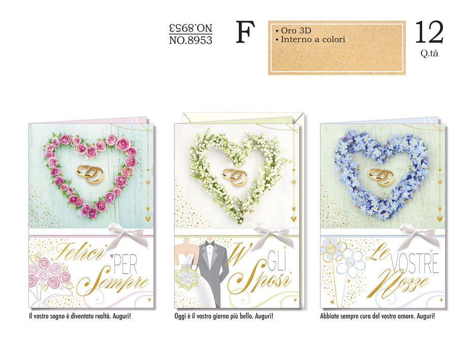 CROMO BIGLIETTI NOZZE FIORI FOTOGRAFICO NO.8953 - Conf da 12