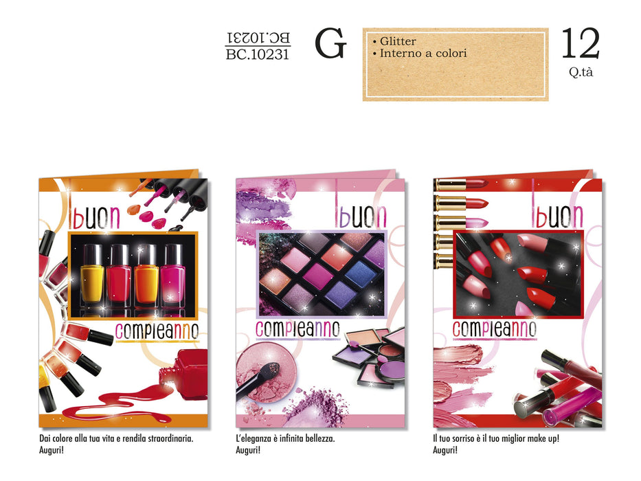 CROMO BIGLIETTI COMPLEANNO GENERICO BC.10231 - Conf da 12