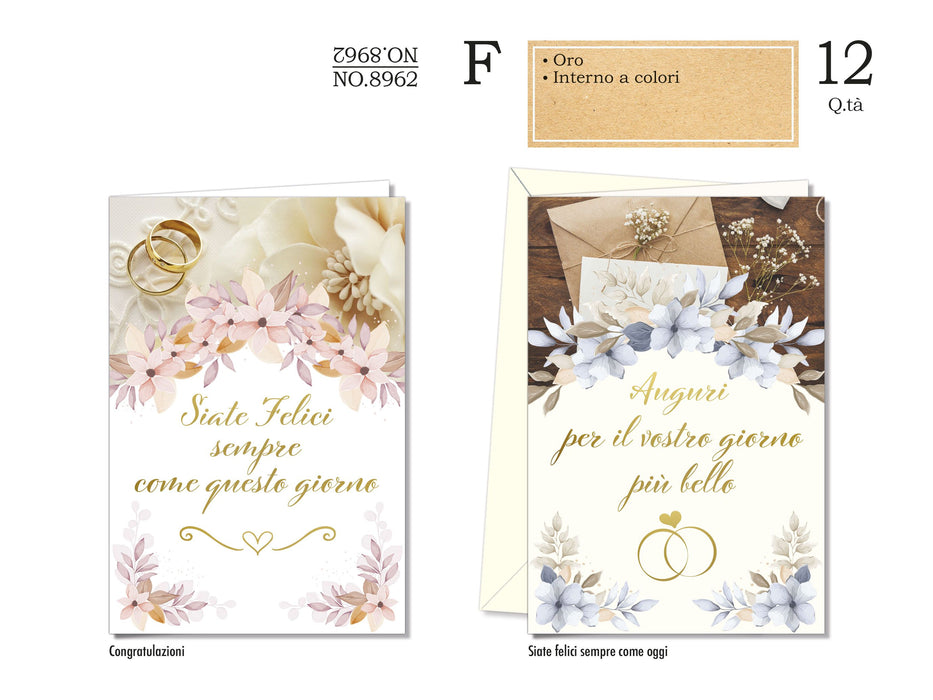 CROMO BIGLIETTI NOZZE NO.8962 - Conf da 12