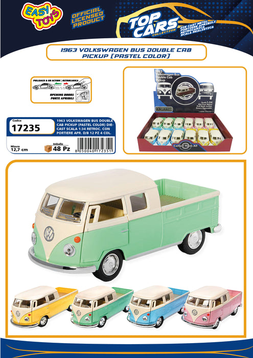EASY TOYS 1963 VOLKSWAGEN BUS DOUBLE CAB PICKUP (PASTEL COL)