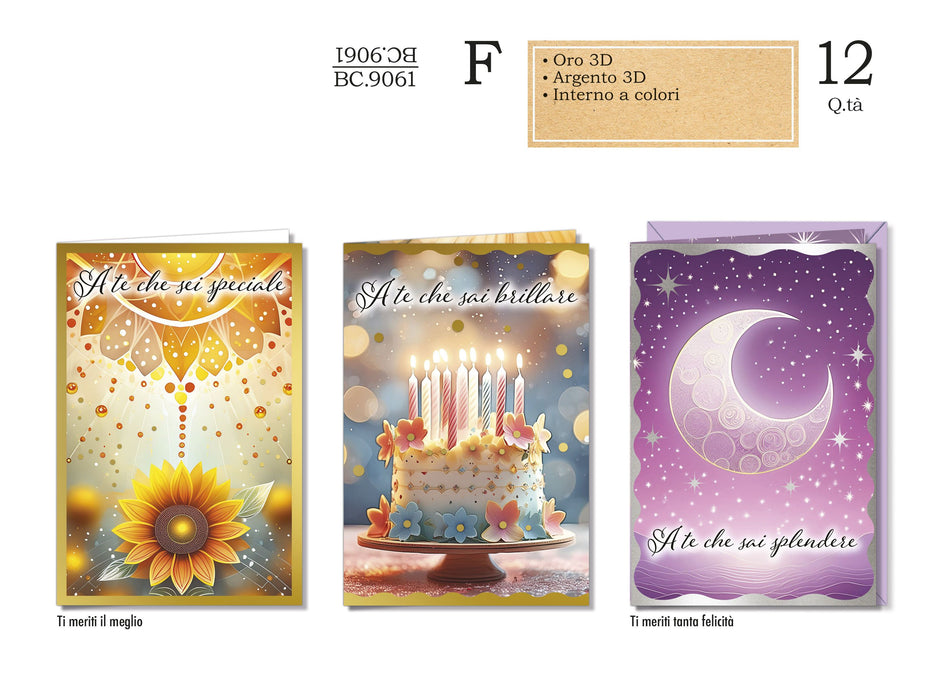 CROMO BIGLIETTI AUGURALI FEMMINILE BC.9061- Conf da 12