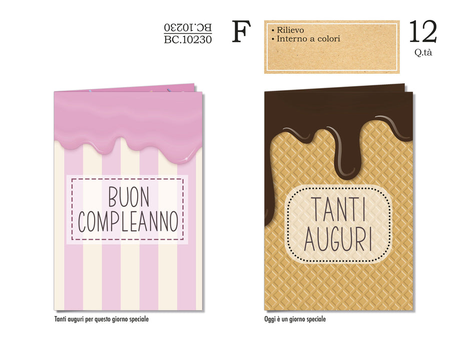 CROMO BIGLIETTI COMPLEANNO GENERICO BC.10230 - Conf da 12