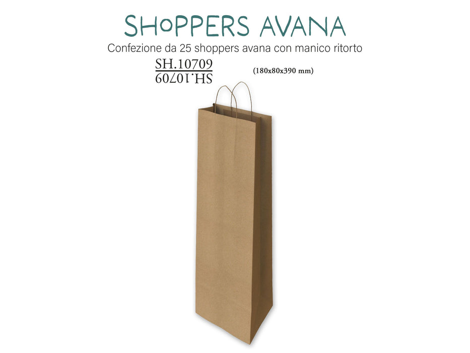 CROMO SHOPPER AVANA MANICO RITORTO BOTTIGLIA - Conf da 25