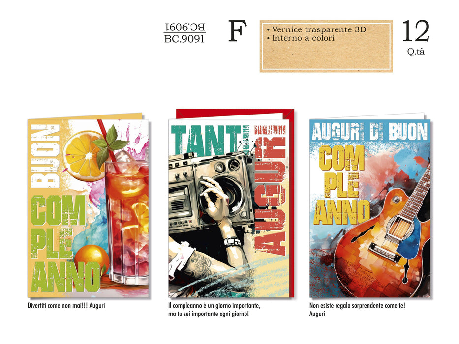 CROMO BIGLIETTI COMPLEANNO TEEN BC.9091 - Conf da 12