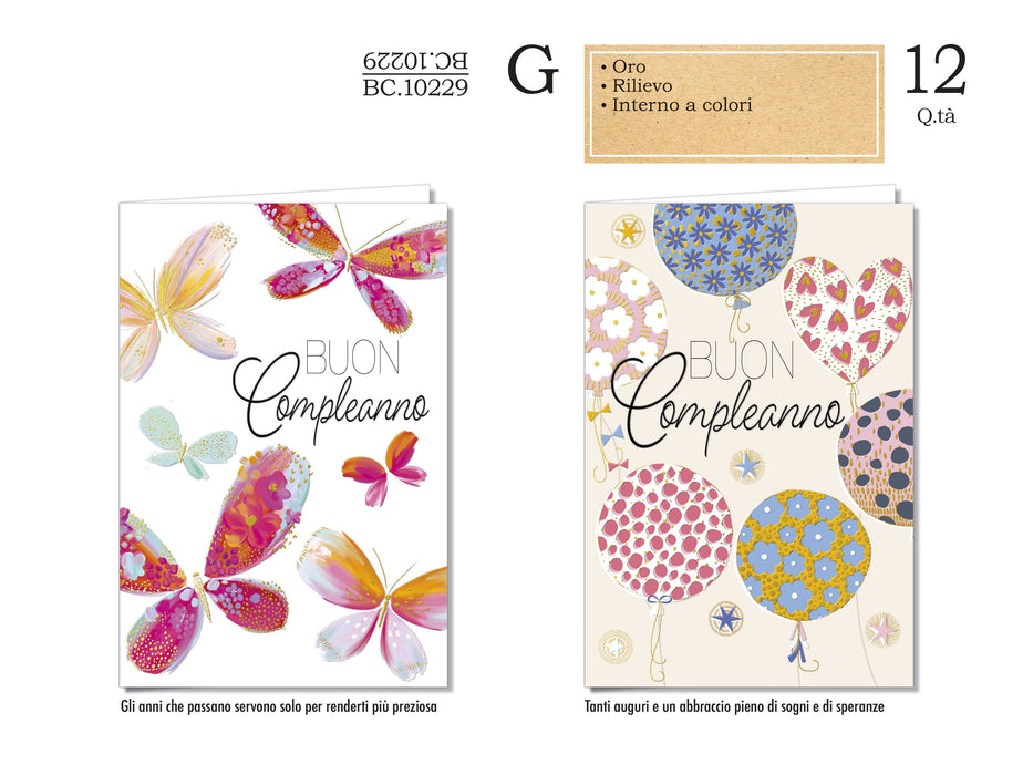 CROMO BIGLIETTI COMPLEANNO DONNA BC.10229 - Conf da 12