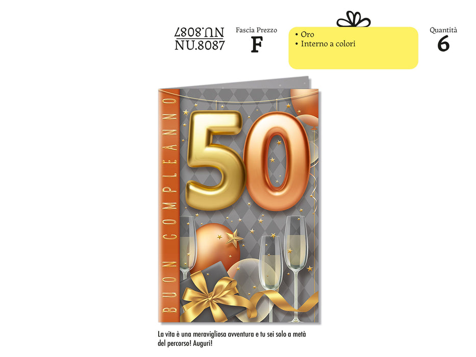 CROMO BIGLIETTI AUGURALI 50 ANNI 8087- Conf. da 1