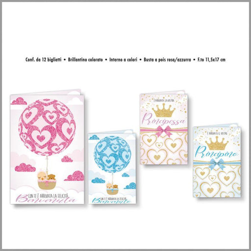 CROMO BIGLIETTI AUGURALI NASCITA NA.6080 - Conf. da 12