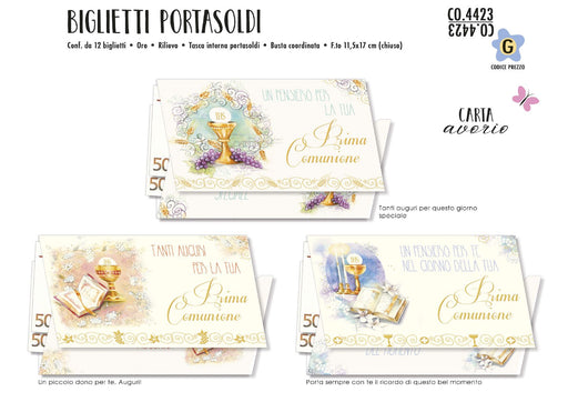 CROMO BIGLIETTI AUGURALI COMUNIONE P.SOLDI 4423 - Conf. da 12