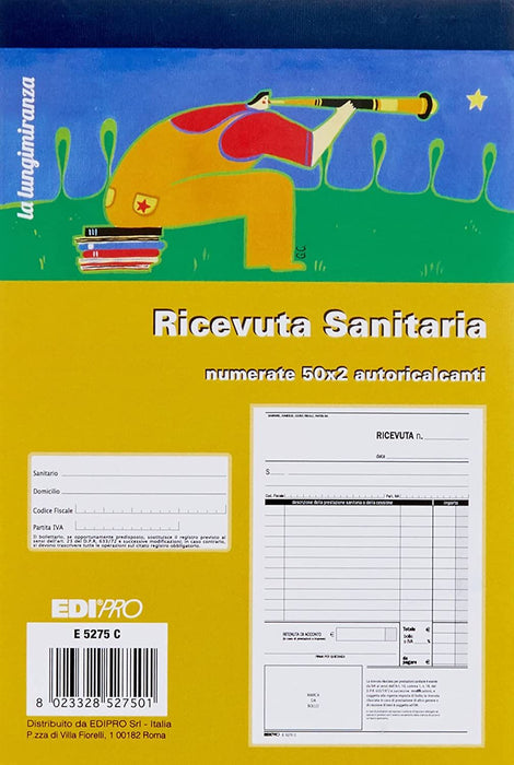 EDIPRO BLOCCO RICEVUTA SANITARIA 50X2 AUTORICALCANTE 12X24 E5275C - Conf. da 1