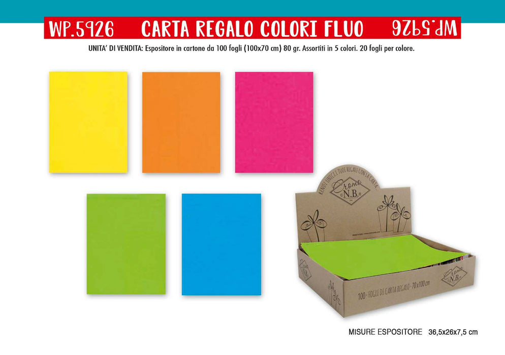 CROMO CARTA DA REGALO FLUO WP5926 - Conf. da 100