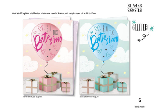 CROMO BIGLIETTI AUGURALI BATTESIMO 5453 - Conf. da 12