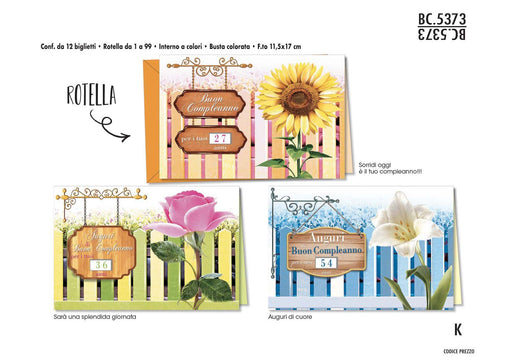 CROMO BIGLIETTI AUGURALI COMPLEANNO BC.5373 - Conf. da 12