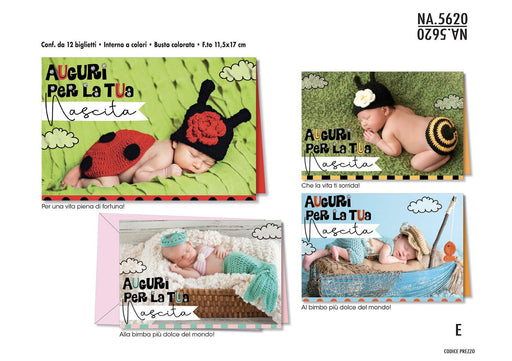 CROMO BIGLIETTI AUGURALI NASCITA 5620 - Conf. da 12