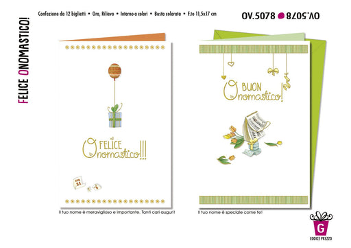 CROMO BIGLIETTI AUGURALI FELICE ONOMASTICO OV.5078 - Conf. da 12