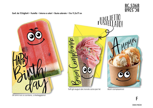 CROMO BIGLIETTI AUGURALI COMPLEANNO 5368 - Conf. da 12
