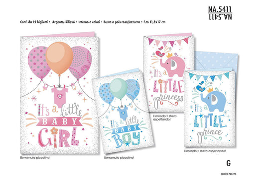 CROMO BIGLIETTI AUGURALI NASCITA 5411 - Conf. da 12