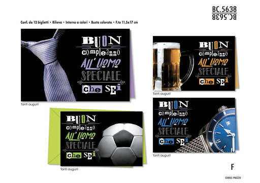CROMO BIGLIETTI AUGURALI COMPLEANNO BC.5638 - Conf. da 12