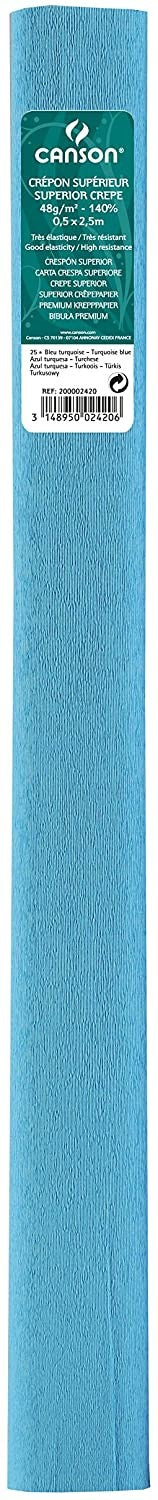 DECO CARTA CRESPA GR 40 ROT. CM 50X250 BLU TURCHESE - Conf. da 10