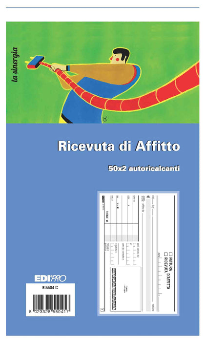 EDIPRO BLOCCO RICEVUTA D’AFFITTO 50X2 AUTORICALCANTE 10X17 E5504C - Conf. da 1