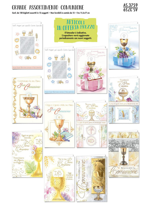 CROMO BIGLIETTI AUGURALI COMUNIONE 3759 - Conf. da 24