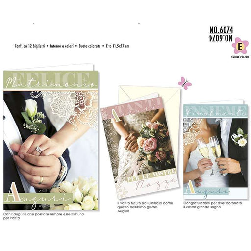 CROMO BIGLIETTI AUGURALI NOZZE NO.6074 - Conf. da 12